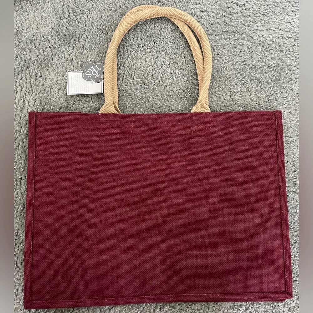 The Royal Standard Howdy Texas Canvas Tote Bag in Burgundy with Front Pocket